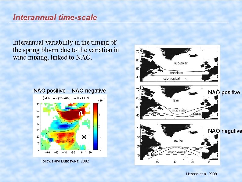 Interannual time-scale Interannual variability in the timing of the spring bloom due to the