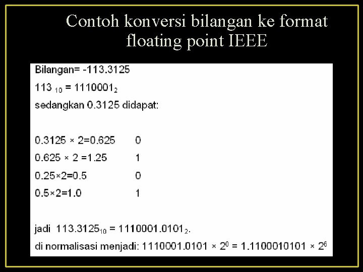 Contoh konversi bilangan ke format floating point IEEE 