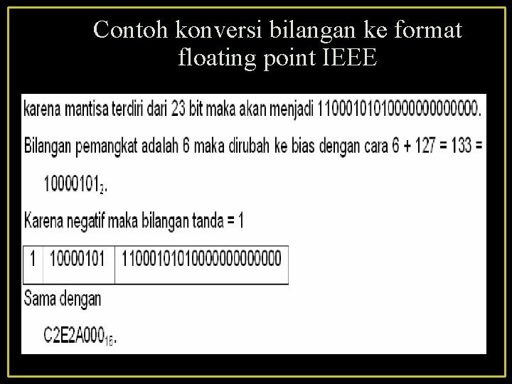 Contoh konversi bilangan ke format floating point IEEE 