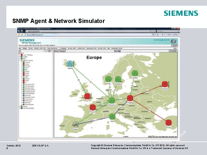 SNMP Agent & Network Simulator October 2010 9 SEN VA AP D A Copyright