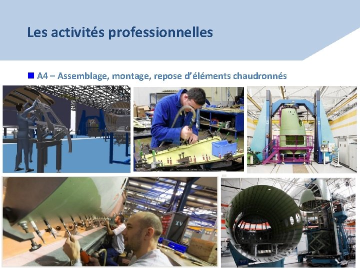 Les activités professionnelles n A 4 – Assemblage, montage, repose d’éléments chaudronnés 1. Pré