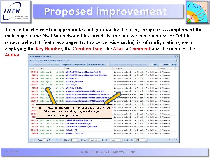 Proposed improvement To ease the choice of an appropriate configuration by the user, I