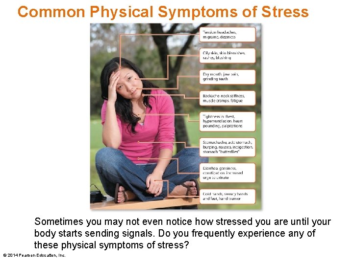 Common Physical Symptoms of Stress Sometimes you may not even notice how stressed you