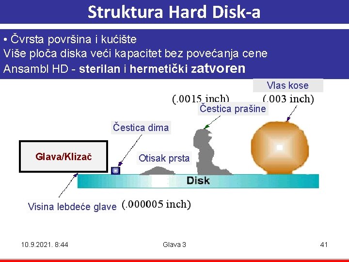 Struktura Hard Disk-a • Čvrsta površina i kućište Više ploča diska veći kapacitet bez