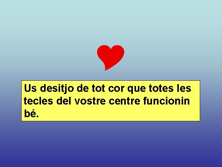  Us desitjo de tot cor que totes les tecles del vostre centre funcionin