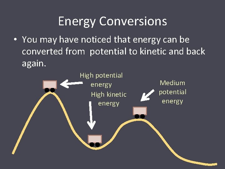 Energy Conversions • You may have noticed that energy can be converted from potential