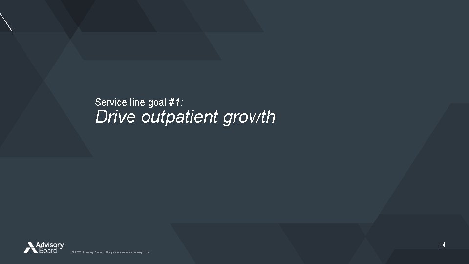 Service line goal #1: Drive outpatient growth 14 © 2020 Advisory Board • All Service line goal #1: Drive outpatient growth 14 © 2020 Advisory Board • All