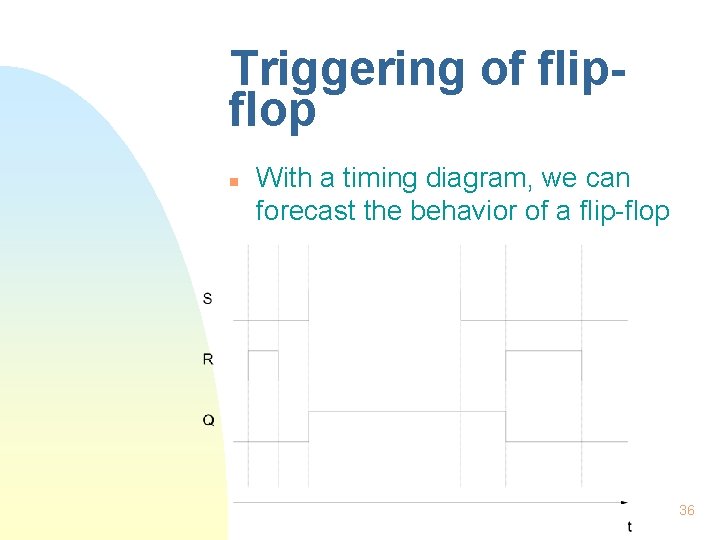 Triggering of flipflop n With a timing diagram, we can forecast the behavior of Triggering of flipflop n With a timing diagram, we can forecast the behavior of