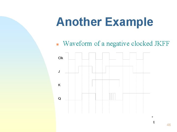 Another Example n Waveform of a negative clocked JKFF 46 Another Example n Waveform of a negative clocked JKFF 46