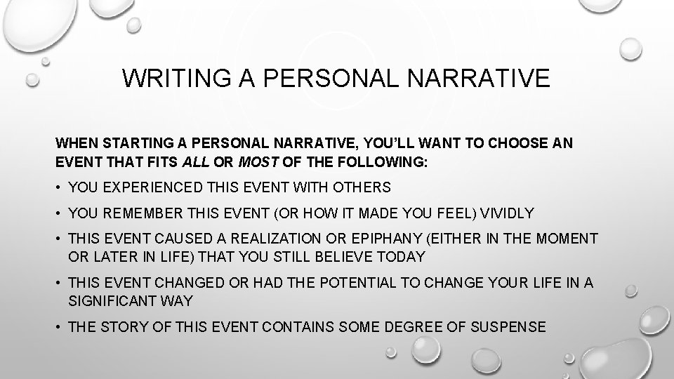 WRITING A PERSONAL NARRATIVE WHEN STARTING A PERSONAL NARRATIVE, YOU’LL WANT TO CHOOSE AN WRITING A PERSONAL NARRATIVE WHEN STARTING A PERSONAL NARRATIVE, YOU’LL WANT TO CHOOSE AN