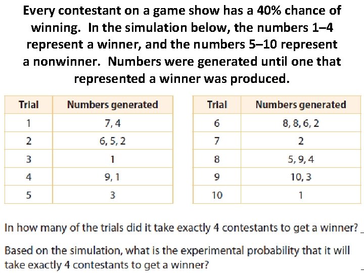 Every contestant on a game show has a 40% chance of winning. In the