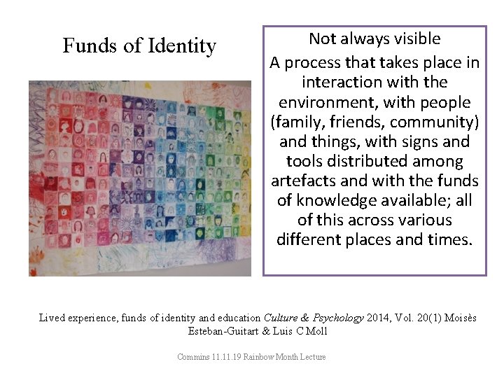 Funds of Identity Not always visible A process that takes place in interaction with