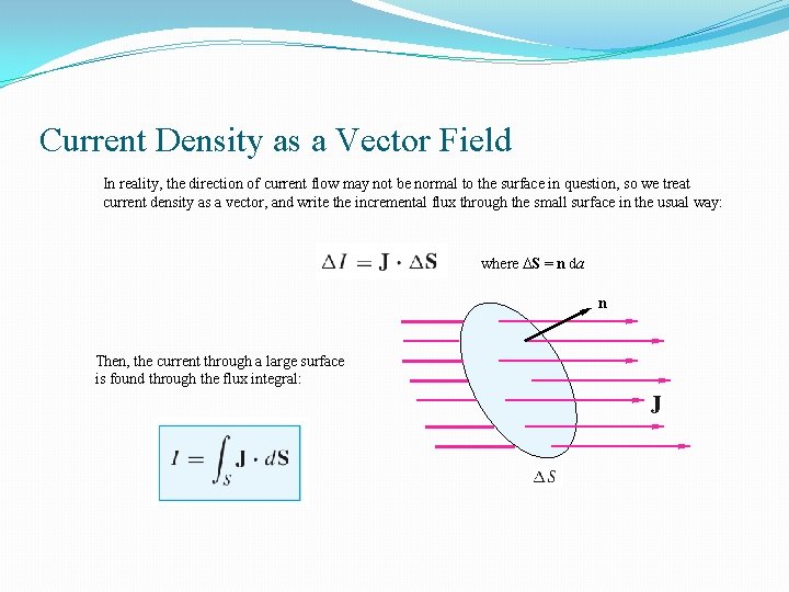 Current Density as a Vector Field In reality, the direction of current flow may