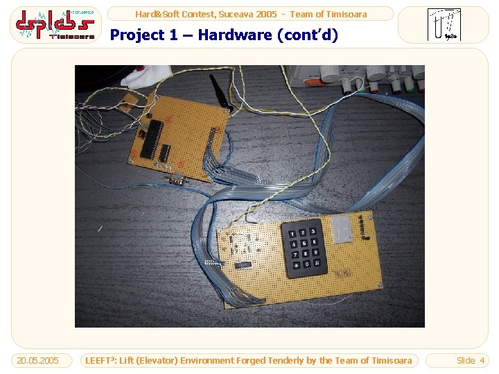 Hard&Soft Contest, Suceava 2005 - Team of Timisoara Project 1 – Hardware (cont’d) 20.