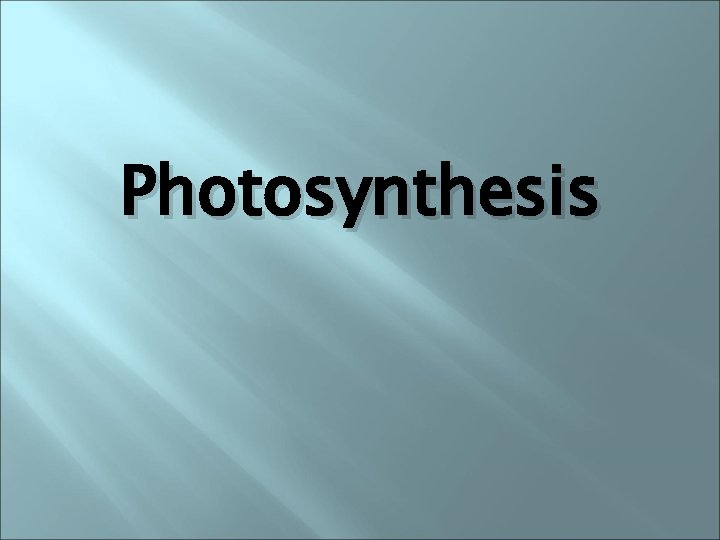 Photosynthesis 