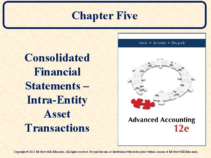 Chapter Five Consolidated Financial Statements – Intra-Entity Asset Transactions Copyright © 2015 Mc. Graw-Hill