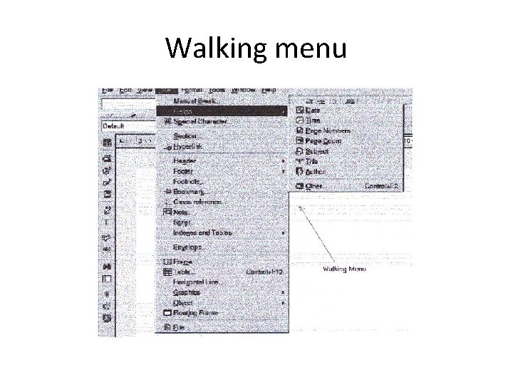 Walking menu 