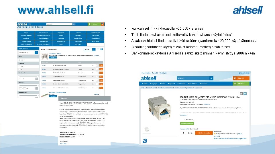 www. ahlsell. fi • www. ahlsell. fi - viikkotasolla ~25. 000 vierailijaa • Tuotetiedot www. ahlsell. fi • www. ahlsell. fi - viikkotasolla ~25. 000 vierailijaa • Tuotetiedot