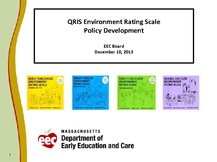 QRIS Environment Rating Scale Policy Development EEC Board December 10, 2013 1 