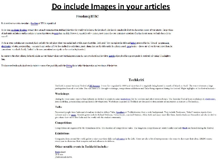 Do include Images in your articles 