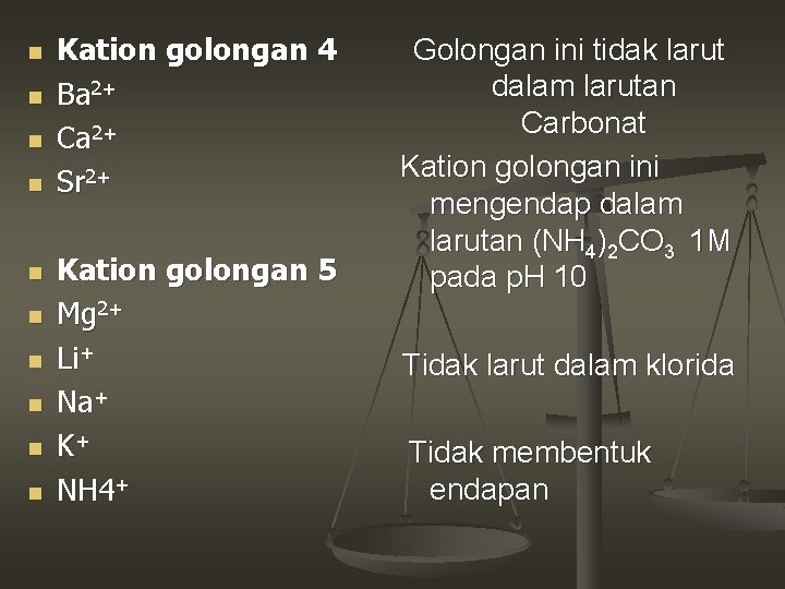 n n n n n Kation golongan 4 Ba 2+ Ca 2+ Sr 2+ n n n n n Kation golongan 4 Ba 2+ Ca 2+ Sr 2+