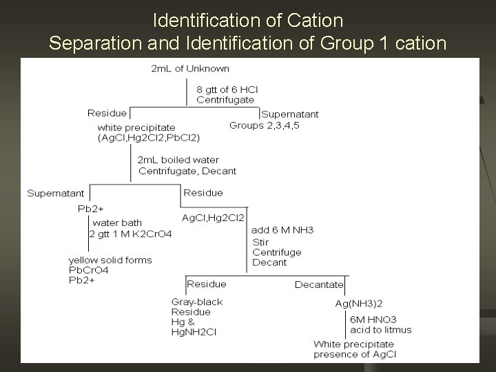 Identification of Cation Separation and Identification of Group 1 cation 