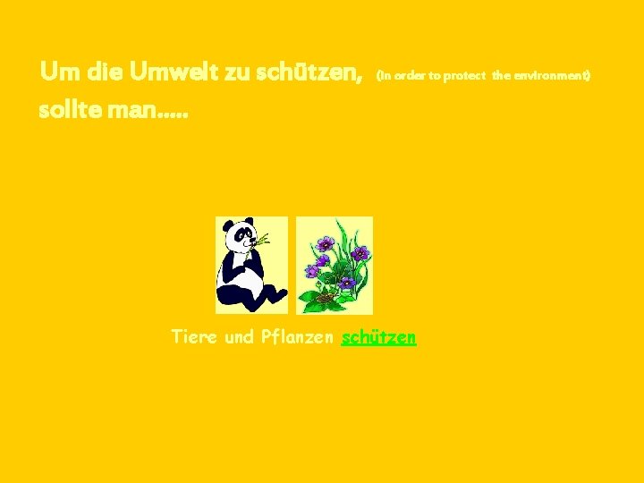 Um die Umwelt zu schützen, sollte man…. . (in order to protect the environment)