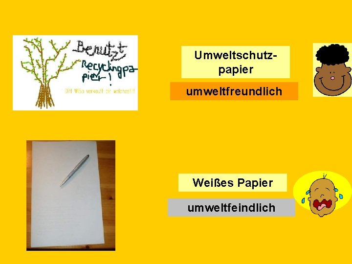 Umweltschutzpapier umweltfreundlich Weißes Papier umweltfeindlich 