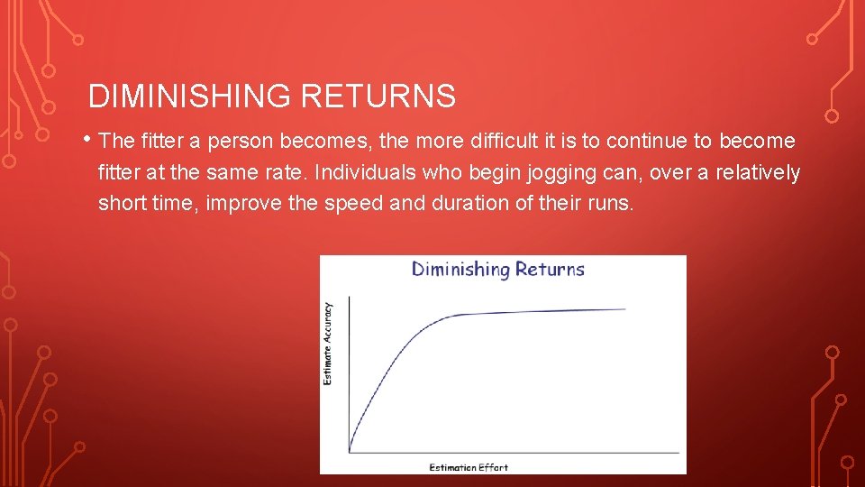 DIMINISHING RETURNS • The fitter a person becomes, the more difficult it is to