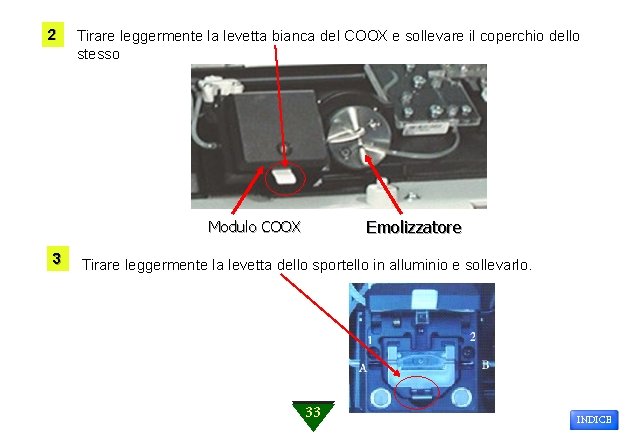 2 Tirare leggermente la levetta bianca del COOX e sollevare il coperchio dello stesso