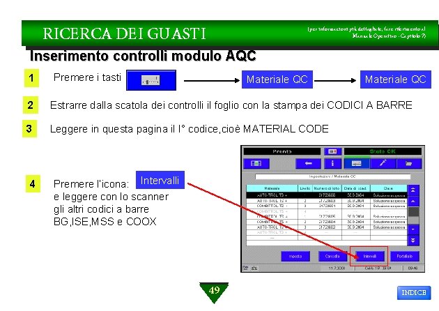 RICERCA DEI GUASTI (per informazioni più dettagliate, fare riferimento al Manuale Operativo - Capitolo