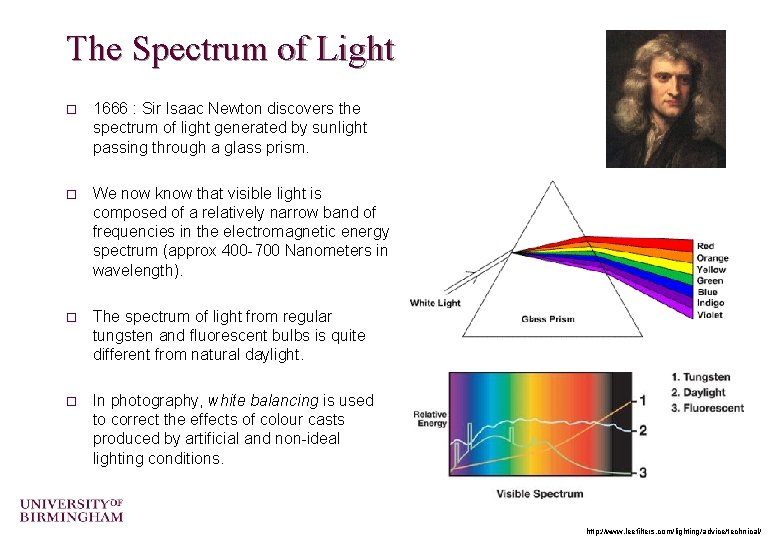 The Spectrum of Light o 1666 : Sir Isaac Newton discovers the spectrum of The Spectrum of Light o 1666 : Sir Isaac Newton discovers the spectrum of