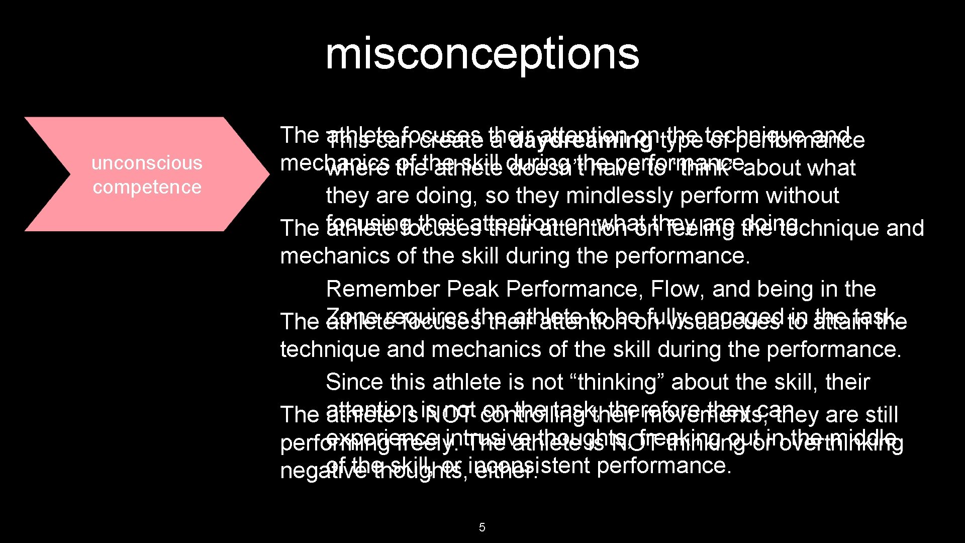 misconceptions conscious unconscious competence This athlete attention ontype the technique and canfocuses create their
