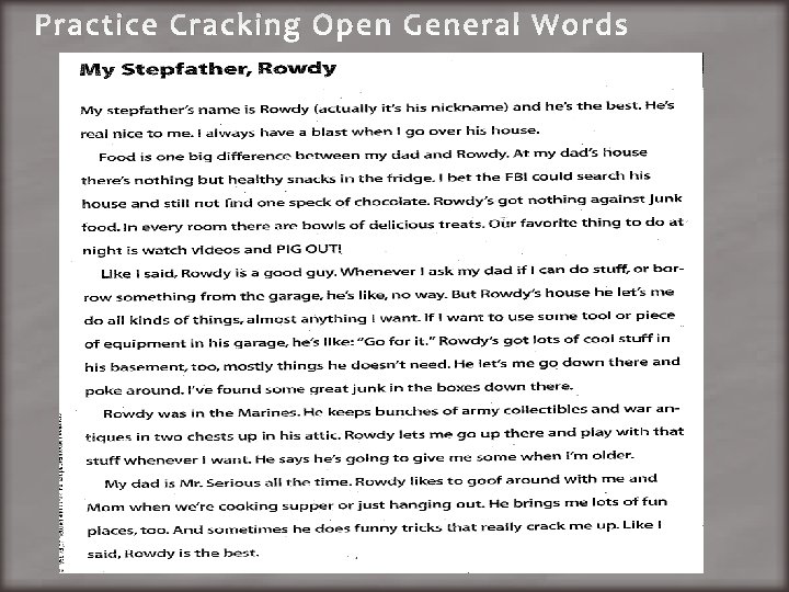 Practice Cracking Open General Words 