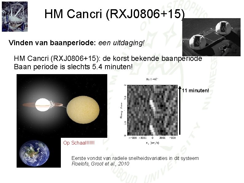 HM Cancri (RXJ 0806+15) Vinden van baanperiode: een uitdaging! HM Cancri (RXJ 0806+15): de
