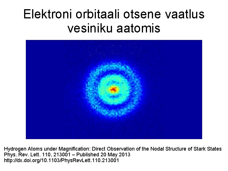 Elektroni orbitaali otsene vaatlus vesiniku aatomis Hydrogen Atoms under Magnification: Direct Observation of the