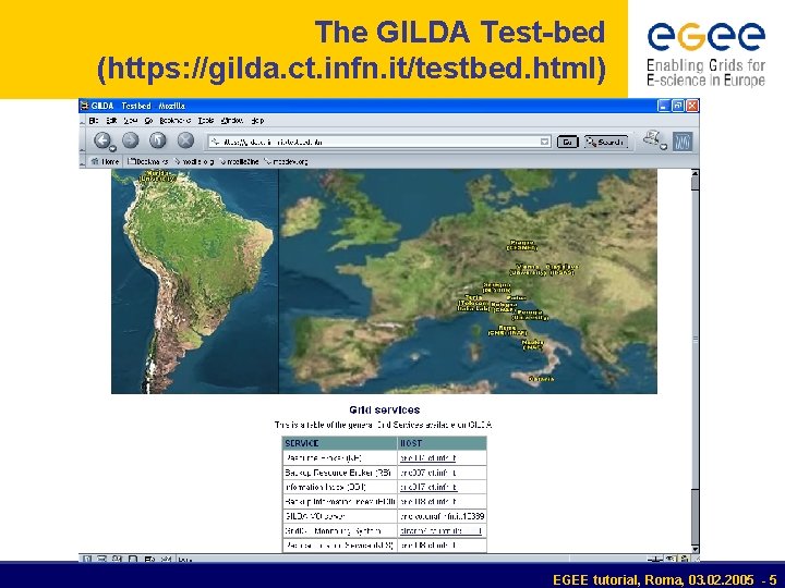 The GILDA Test-bed (https: //gilda. ct. infn. it/testbed. html) EGEE tutorial, Roma, 03. 02.
