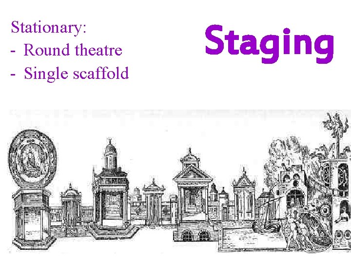 Stationary: - Round theatre - Single scaffold Staging 