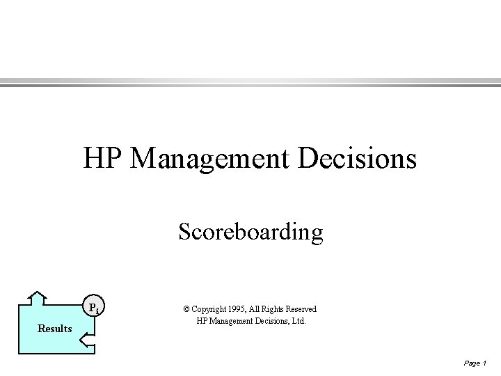 HP Management Decisions Scoreboarding Pi Results © Copyright 1995, All Rights Reserved HP Management