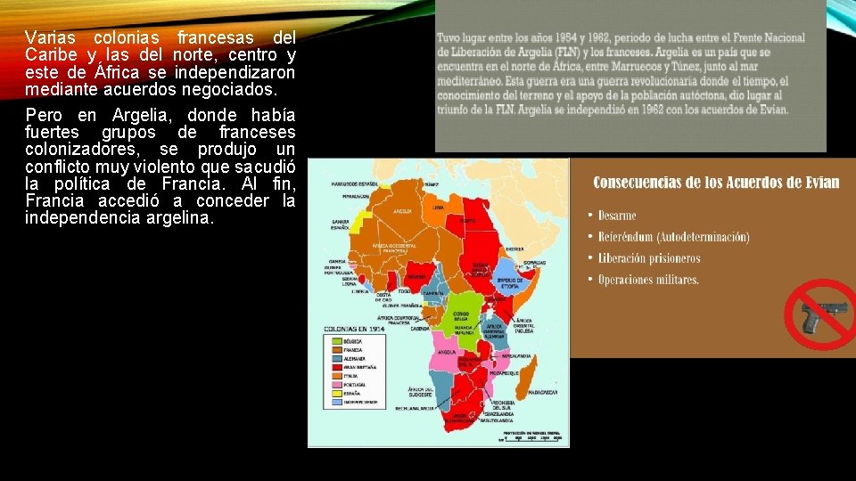 Varias colonias francesas del Caribe y las del norte, centro y este de África