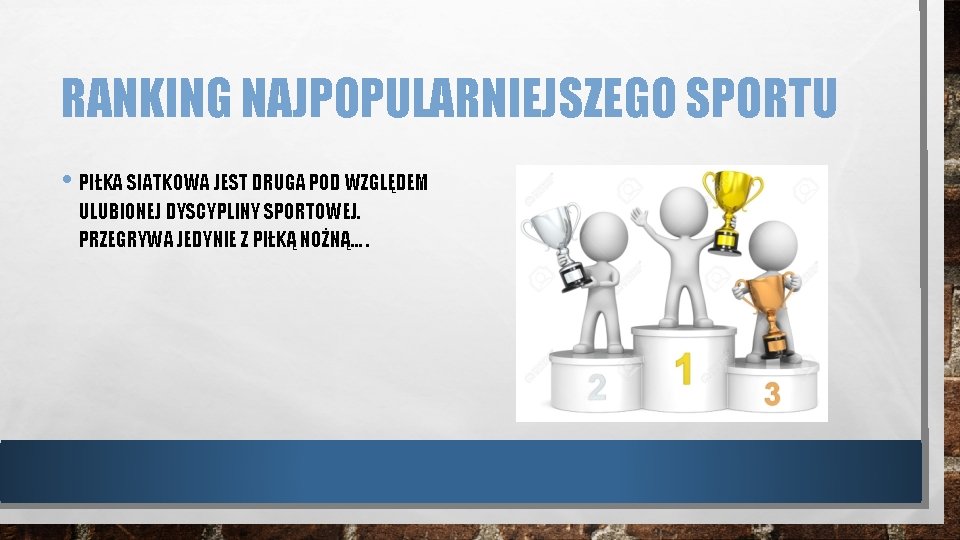 RANKING NAJPOPULARNIEJSZEGO SPORTU • PIŁKA SIATKOWA JEST DRUGA POD WZGLĘDEM ULUBIONEJ DYSCYPLINY SPORTOWEJ. PRZEGRYWA