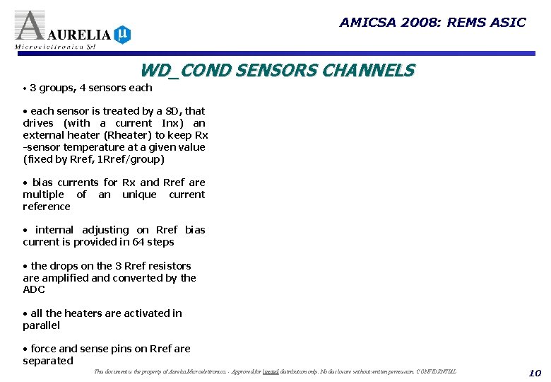 AMICSA 2008: REMS ASIC WD_COND SENSORS CHANNELS • 3 groups, 4 sensors each •