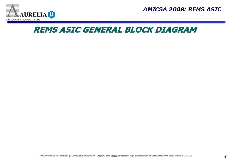 AMICSA 2008: REMS ASIC GENERAL BLOCK DIAGRAM This document is the property of Aurelia