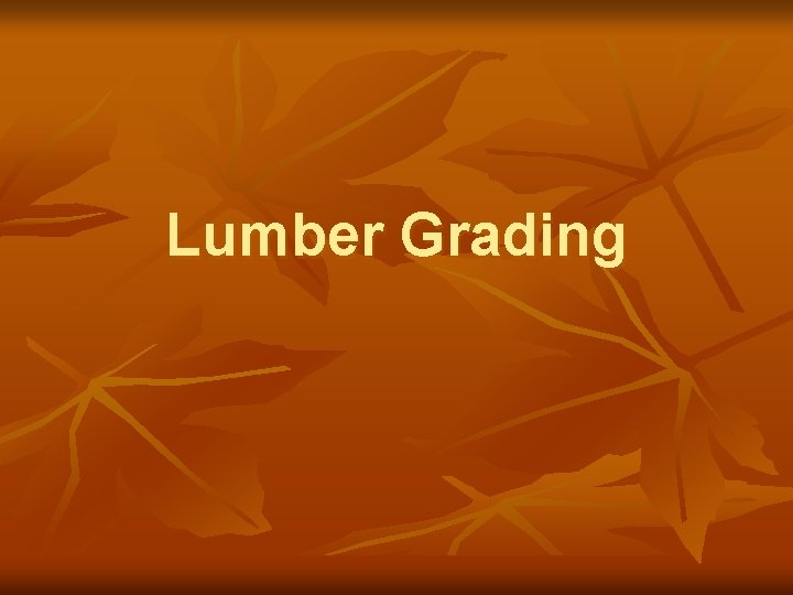 Lumber Grading 