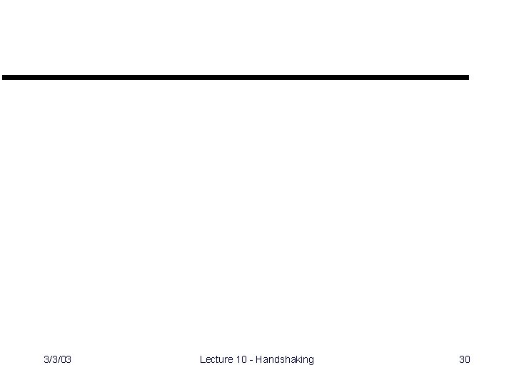 3/3/03 Lecture 10 - Handshaking 30 