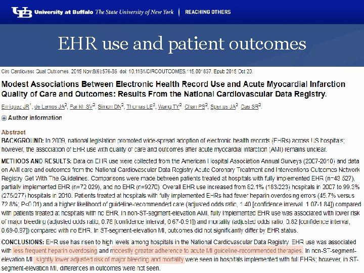 EHR use and patient outcomes 