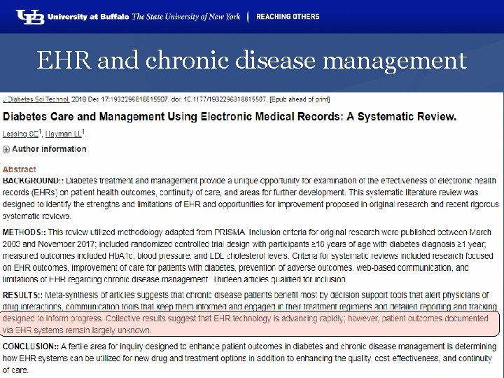 EHR and chronic disease management 