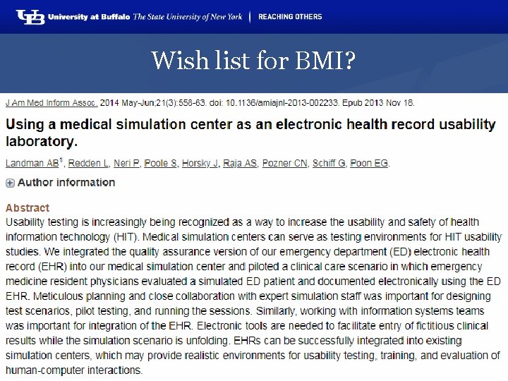 Wish list for BMI? 