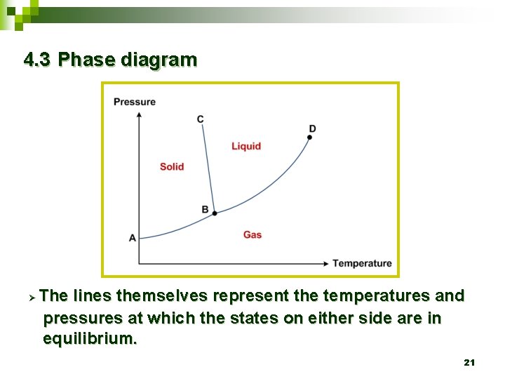 4. 3 Phase diagram Ø The lines themselves represent the temperatures and pressures at