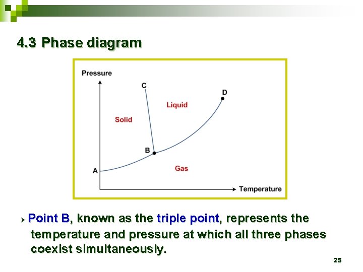 4. 3 Phase diagram Ø Point B, known as the triple point, represents the